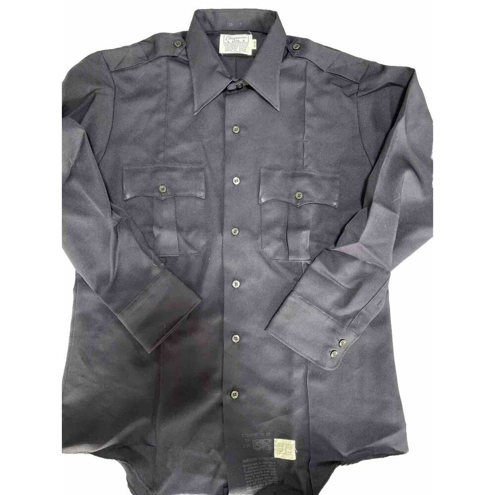 Conqueror 1776 Shirt Mens 16 Black Union‎ Made USA Work Military Vintage
